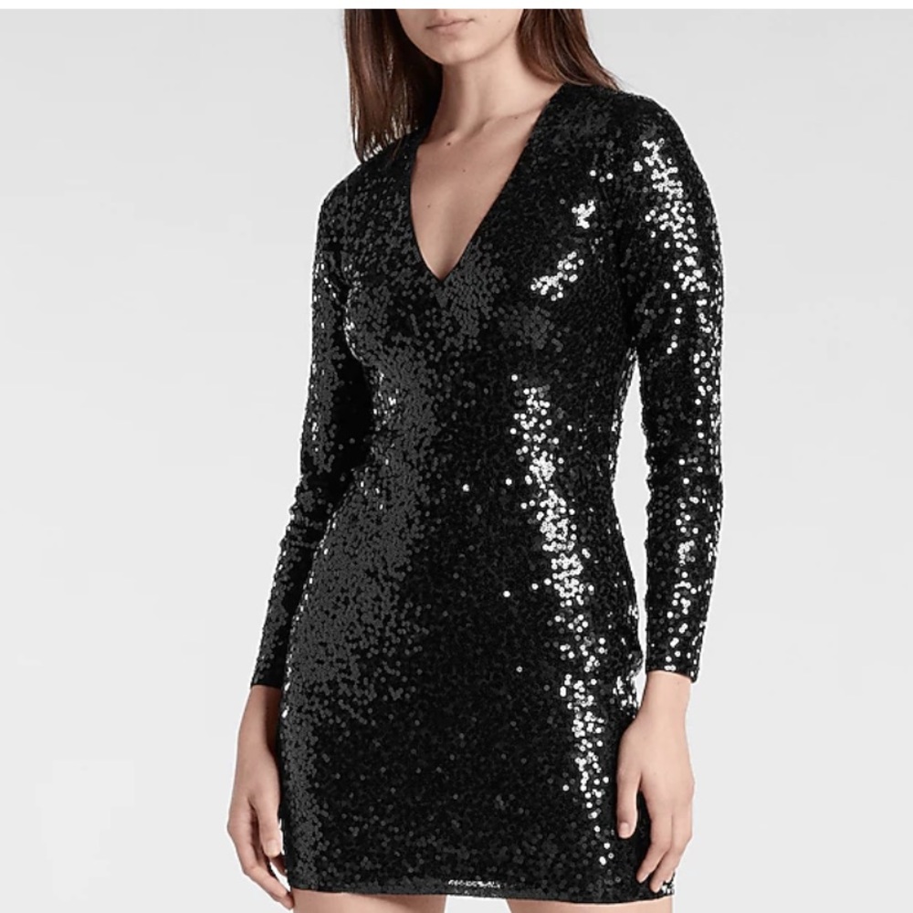 Express sequin v-neck dress
